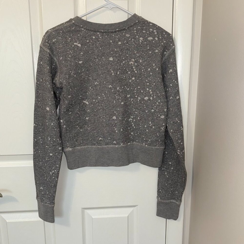 AllSaints Mabelle Cropped‎ Sweatshirt Women's XS Gray Distressed - Picture 3 of 7